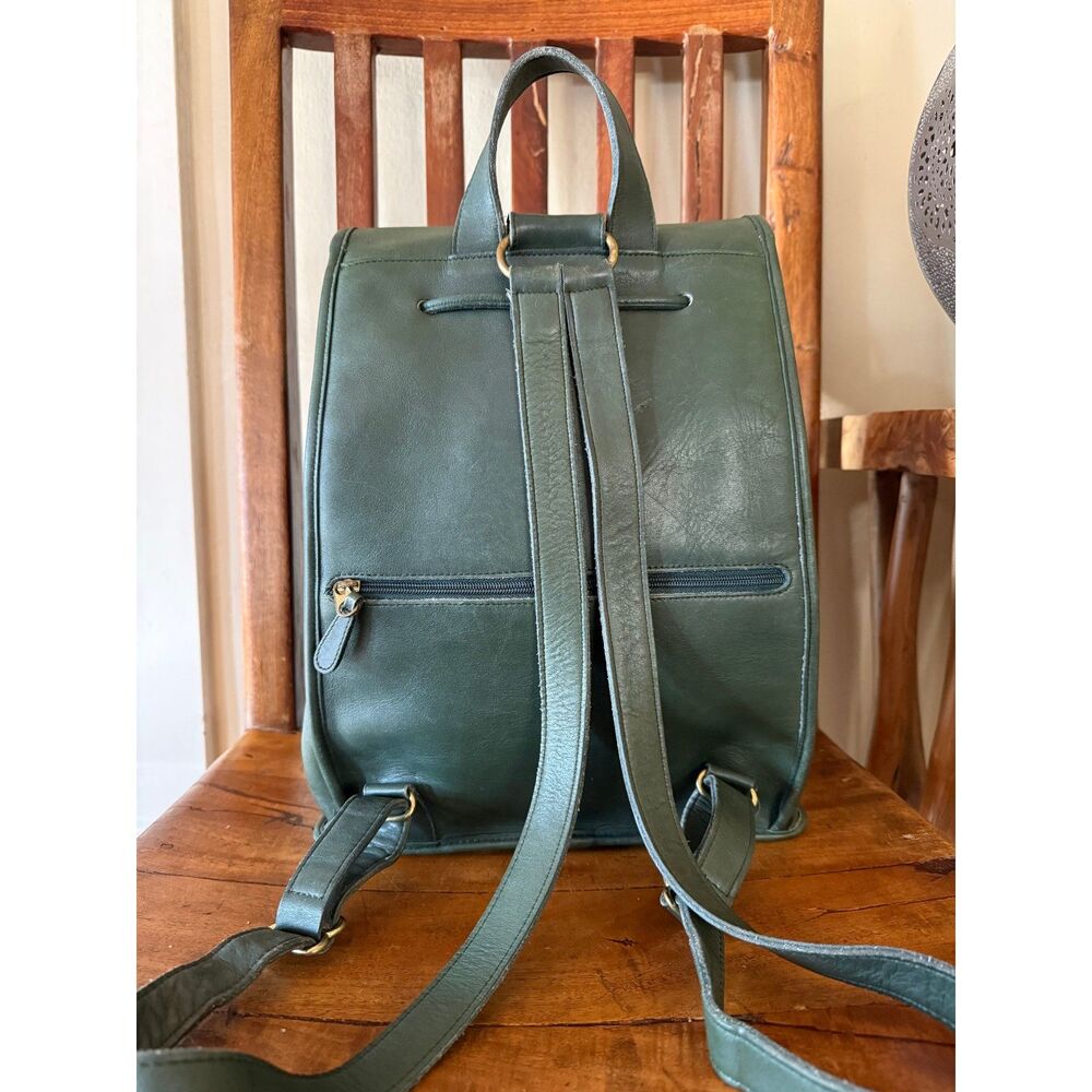 Vintage Coach 9943 Bottle Green Leather Backpack XL USA Turnlock Rucksack - Picture 4 of 17